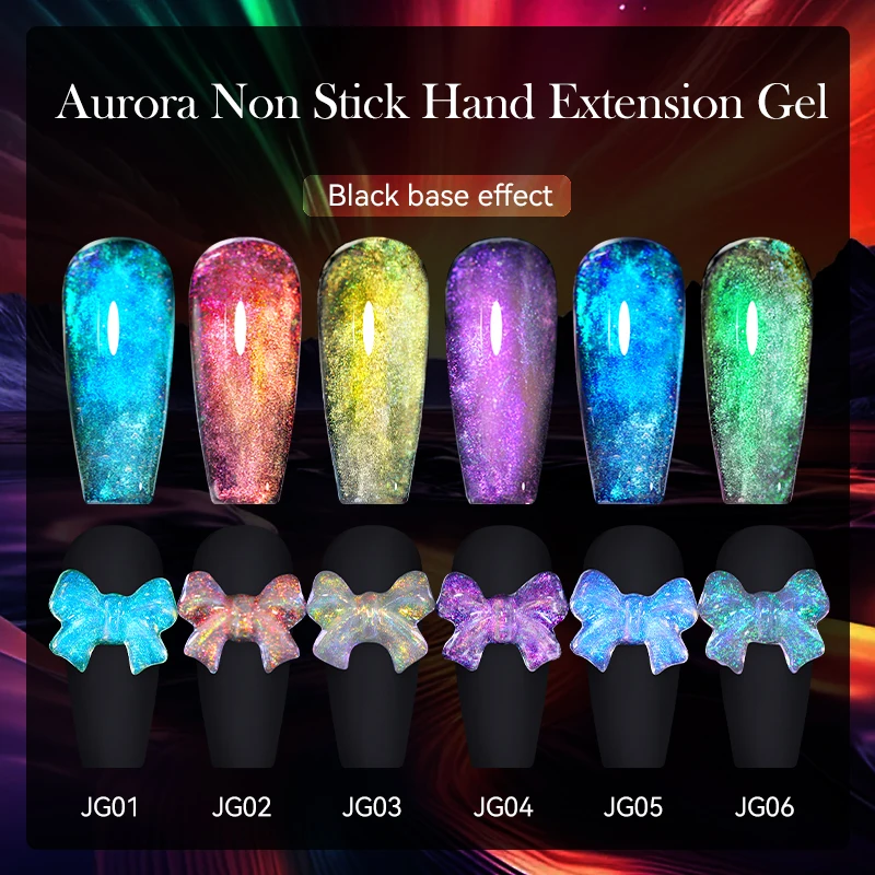 LILYCUTE 7ml Aurora Non Stick Hand Extension Gel Nail Polish For 3D Shaping Nail Art Colorful Solid Hard Gel For Fake Nail