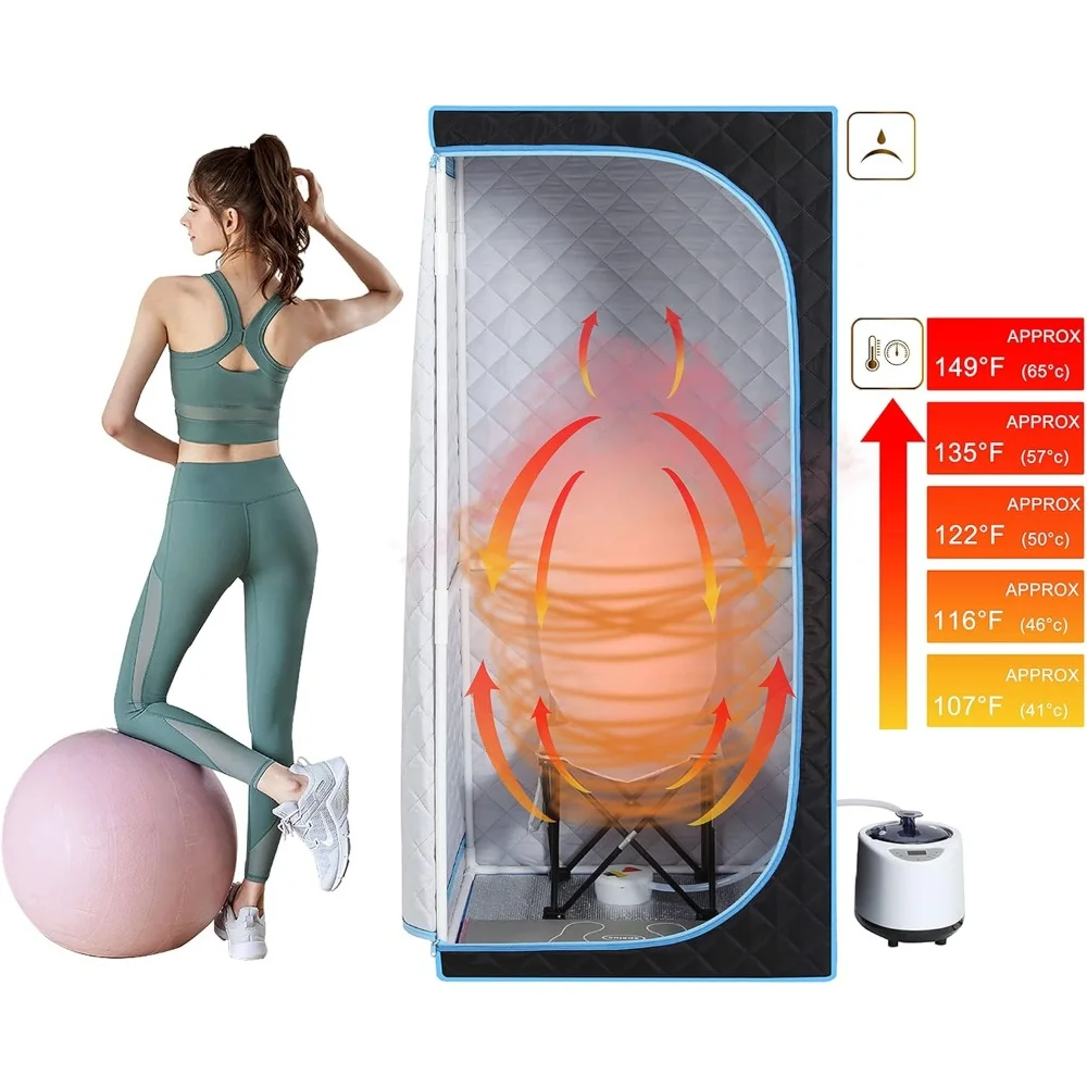 Stoomsaunatent, Full Size Persoonlijke Home Sauna, Draagbare Sauna Spa 1,000Watt Stoomgenerator 60 Minuten Timer Met Afstandsbediening