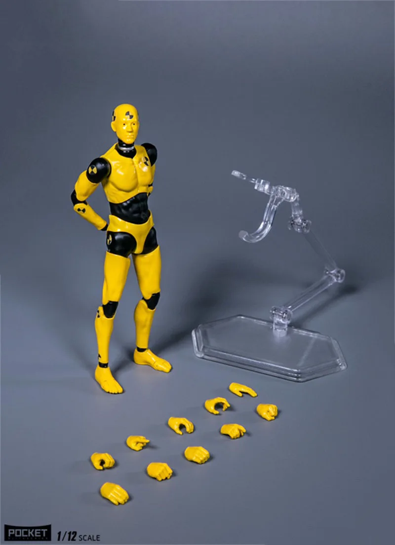 1/12 DAMTOYS DAM DPS02 Crash Test Dummy Testman Yellow Version Body Figures With Hand Bracket Full Set For Collectable