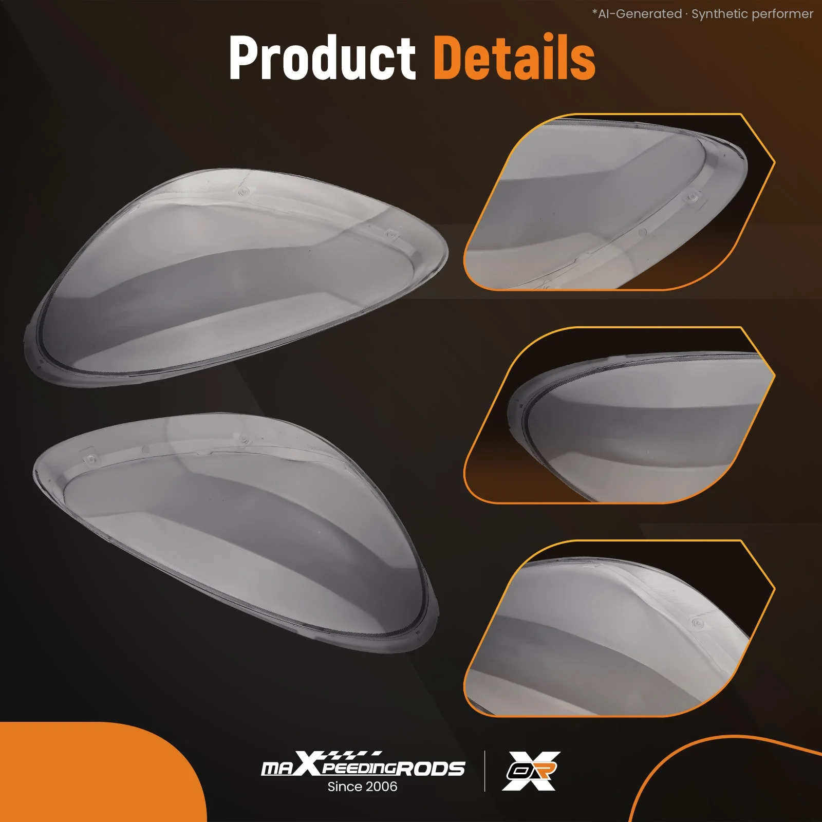 Polycarbonate Pair Headlamp Headlight Lens Cover For Porsche Cayenne 2011-2014