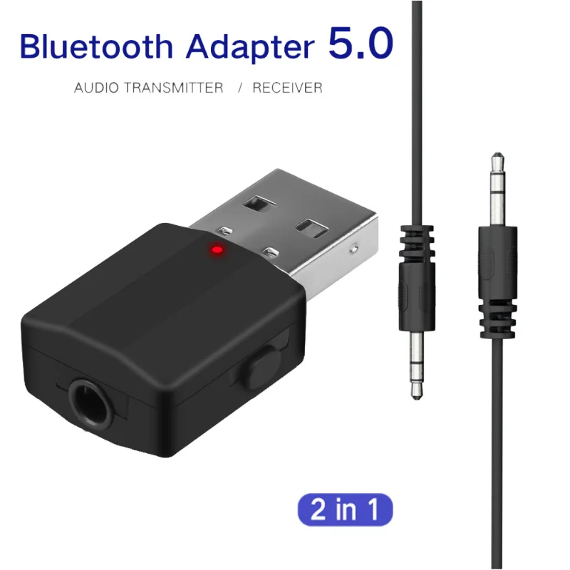 

Bluetooth 5.0 Adapter USB Transmitter TV Receiver 2 In 1 Bluetooth Wireless Adapters For PC Car Kit with Button Switch