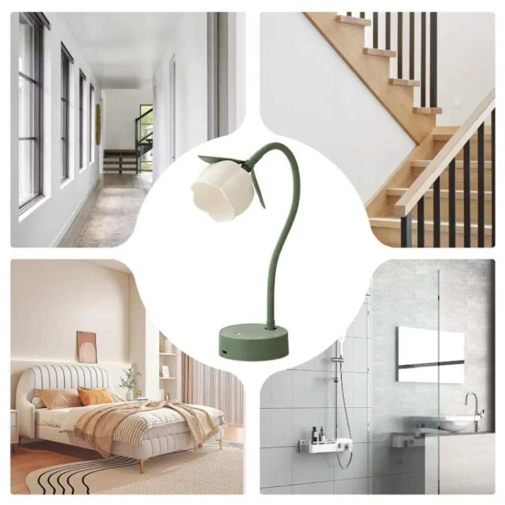 Magnetic Flower Wall Lamp Touch Dimming 360 Flexible Gooseneck Flower Night Light Cordless Rechargeable Floral Wall Sconce