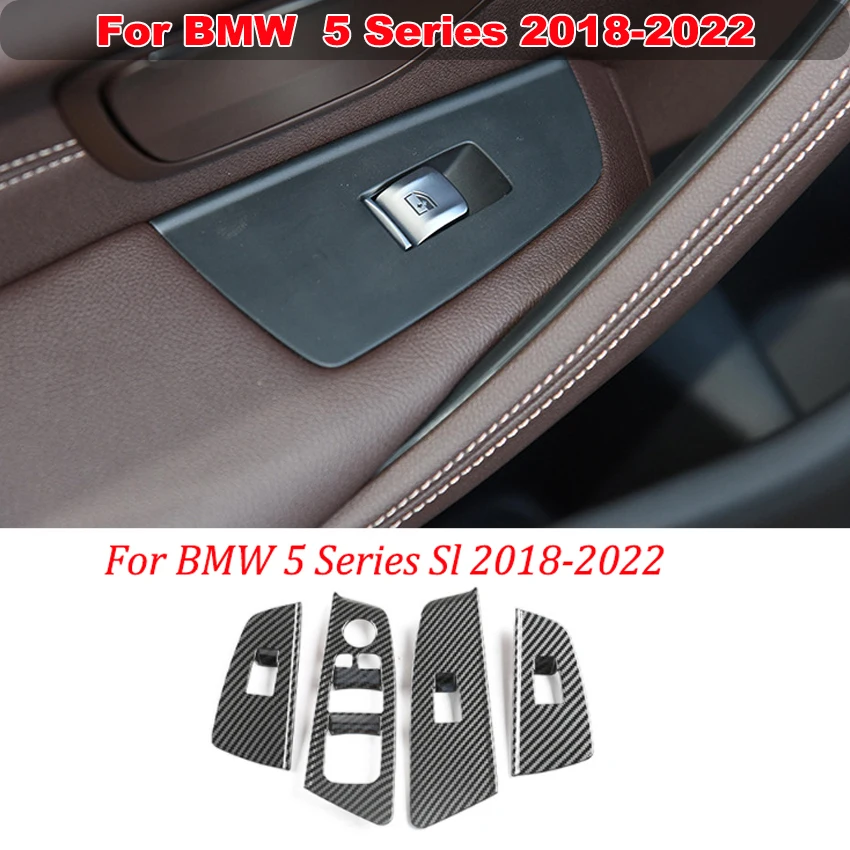 

Interior Window Lifting Button Panel Decoration Cover Trim Sticker For BMW 5 Series 2018-2022 Real Carbon Fiber Car Accessories