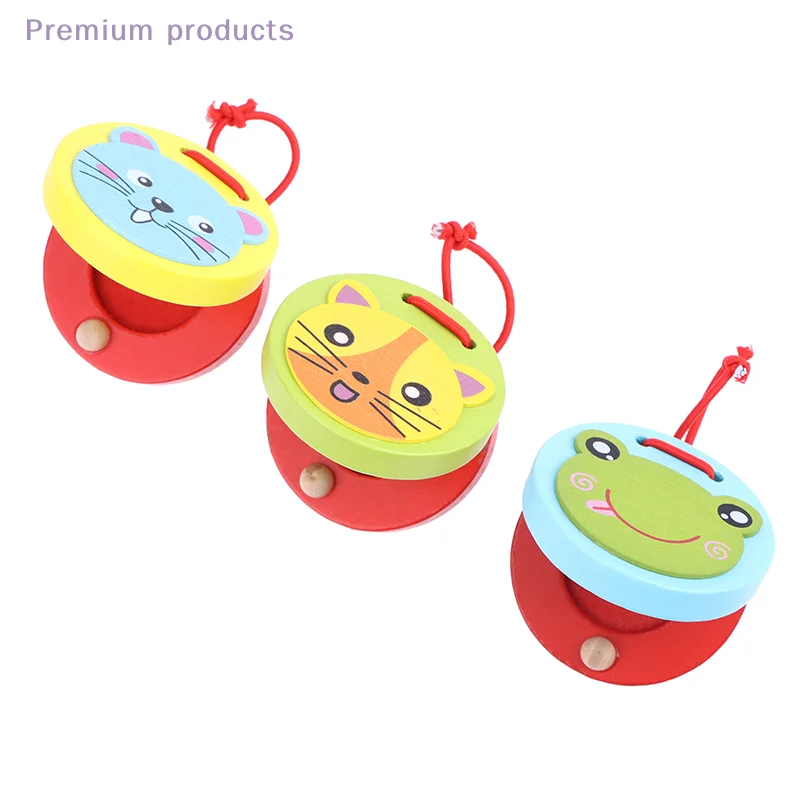 1Pc Bambini Strumenti Musicali Giocattoli Educativi Cartone Animato Coccodrillo In Legno/Castainetti Rotondi Strumenti Musicali Bambino Clapper Maniglia