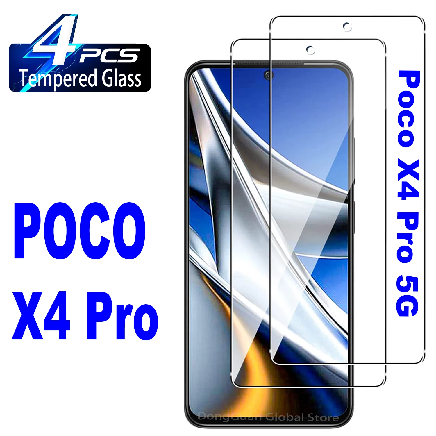 

1/4Pcs Tempered Glass For Xiaomi POCO X4 Pro 5G Full Cover Screen Protector Glass