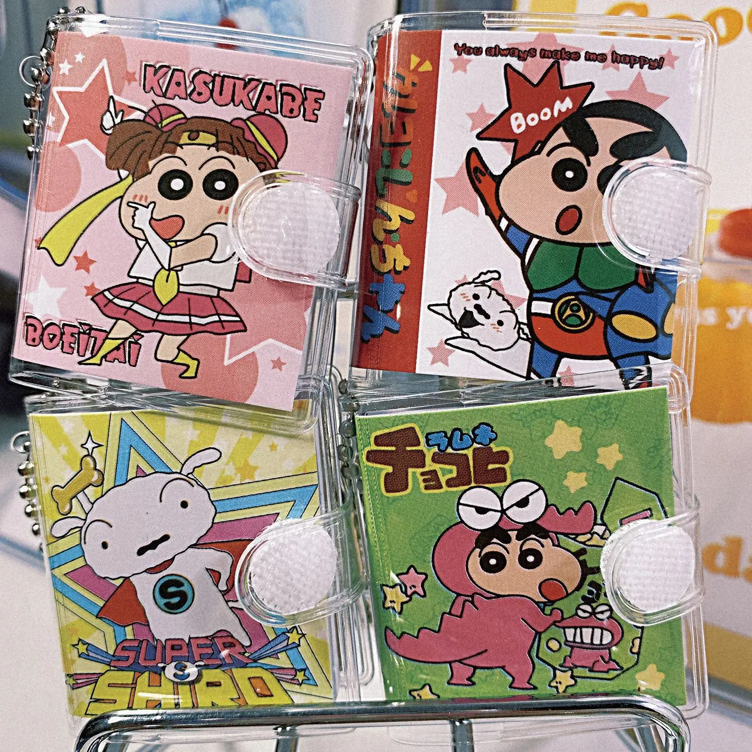 Crayon Shin Chan Anime Handbook Kawaii Mini Shared Book New Keychain Portable Cartoon Word Book Pendant Girl Toy Gifts INS