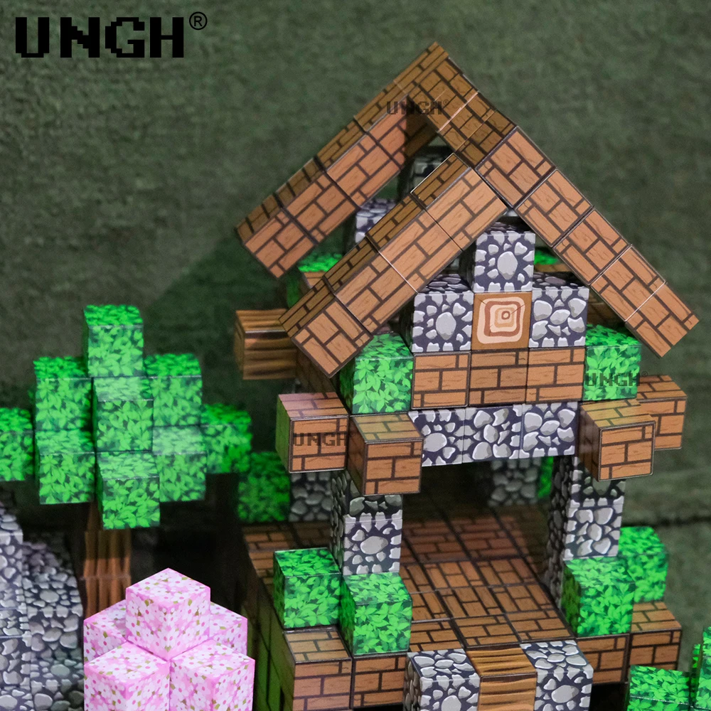 UNGH 100-400 قطعة سلسلة الحمم البركانية كتلة مغناطيسية لغز المغناطيس لعبة بناء مجموعة البناء الجذعية لتقوم بها بنفسك لعبة هدايا للأطفال