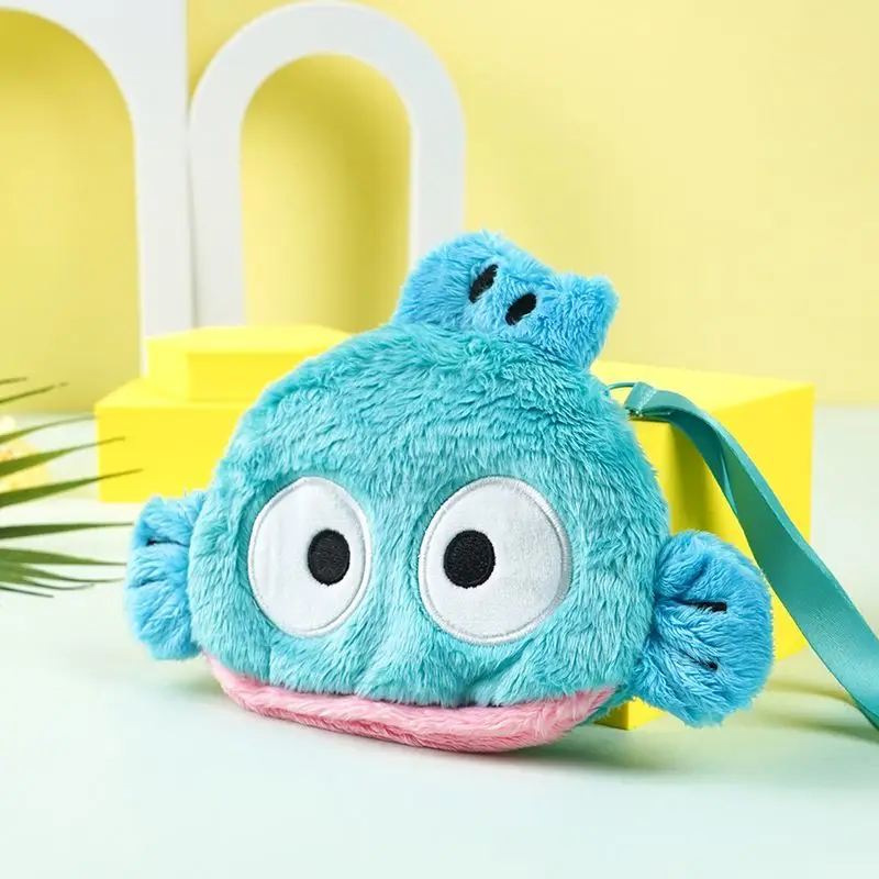 Sanrio kawaii hangydon bolsa de ombro de pelúcia bonito anime carteira decoração ao ar livre pendurado saco presente de aniversário do feriado da menina