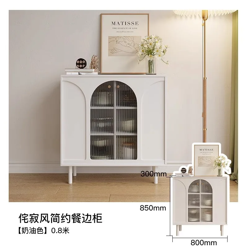 خزانة جانبية للمطاعم، مساحة تخزين متعددة المستويات، خزانة تقسيم غرفة المعيشة الفرنسية العتيقة، خزانة الشرفة على الطراز الكريمي #5