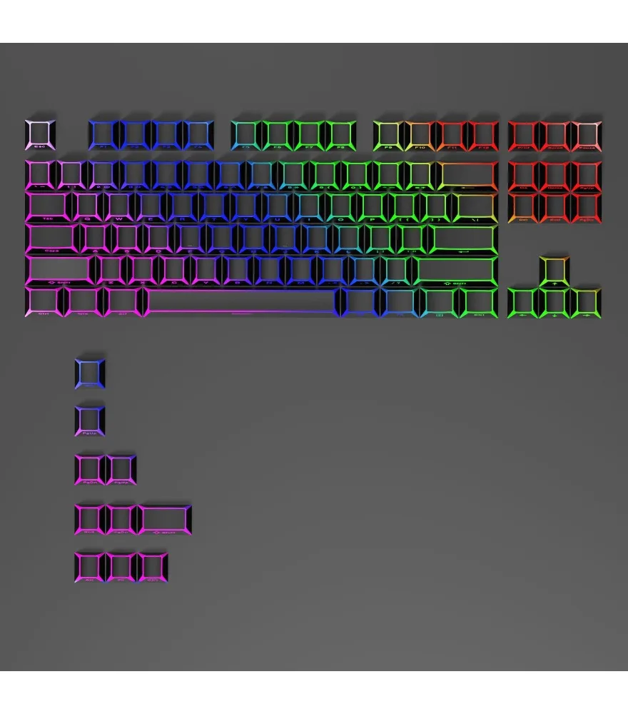 

Black folded light-transmitting keycap PBT material 97 keys on slightly ground sand surface original factory height suitable