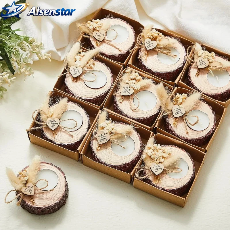 Party Gifts 10/15/20 Guest Gifts Candles Wedding Wooden Tea Lights Candlestick Shower Gifts