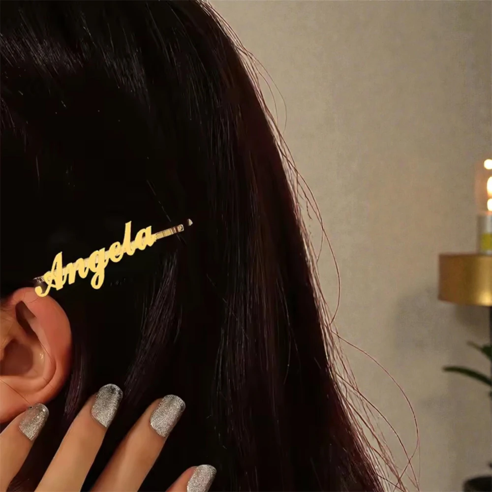 Fashion Custom Name Hairclip Stainless Steel Hair Clip Personalized Hair Accessories For Women Girls Charming Head Jewelry Gift view 4