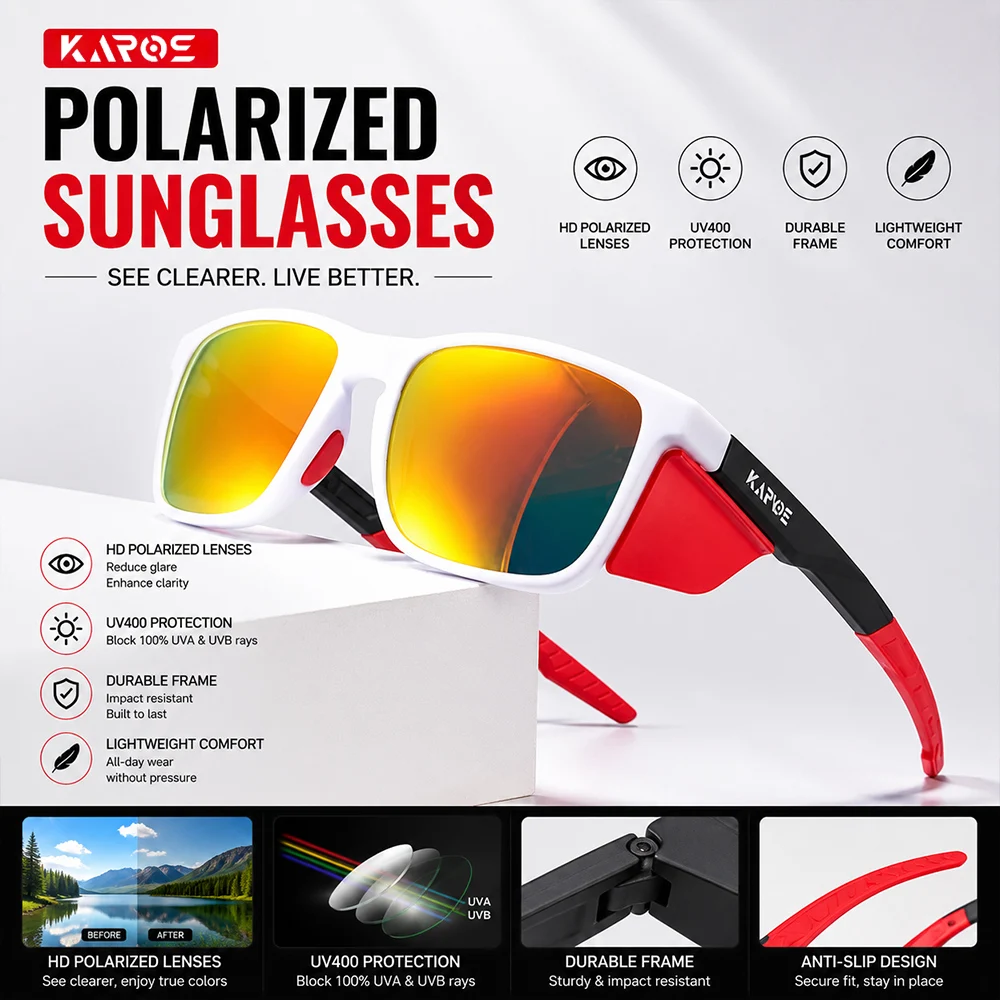 

KAROS Polarized Sunglasses UV400 for Men Women Fishing Cycling Hiking Running Driving Outdoor Sports Glasses Lightweight Eyewear
