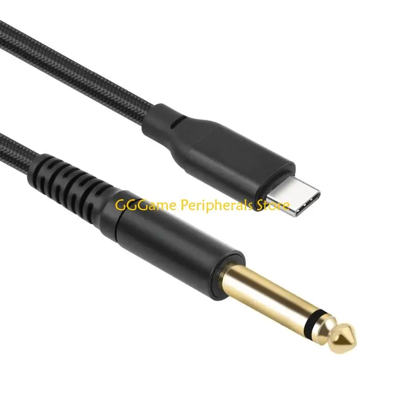 U55B 1m/2m/3.0m Type C to 6.35mm 1/4inch TRS Guitar Cable Line Microphone Cord Wire for Electronic Piano Electronic Drum