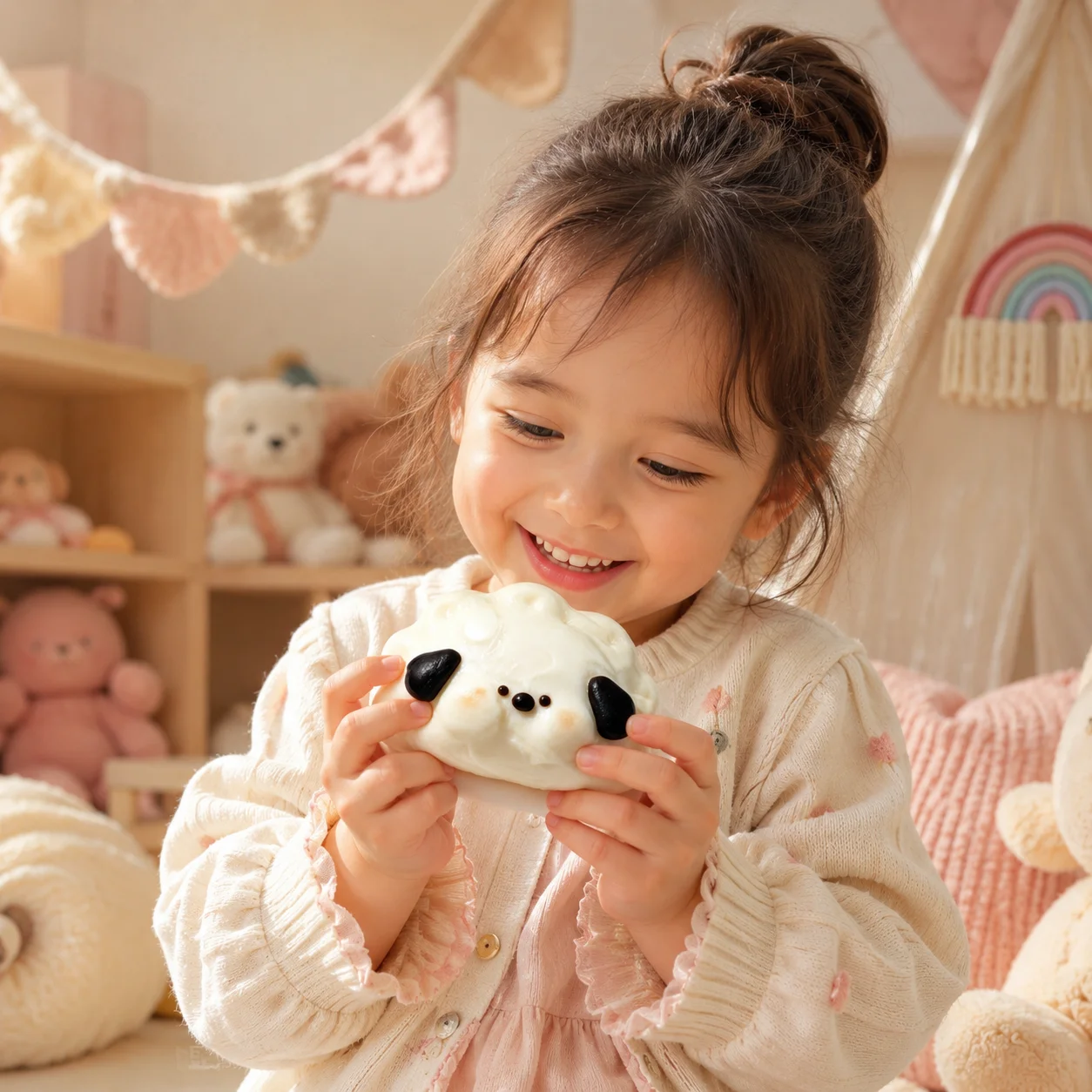 Food Grade White Cartoon Dog Pastry Squishy Squeeze Toy Slow Rebound Fidget Toy Anxiety Relief Sensory Play Toy For Children