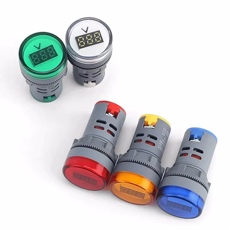 22mm AD16-22DSV Round Digital Voltmeter AC 60-500V Mini Voltage Meter LED Digital Display Voltmeter Indicator Light Pilot Lamp