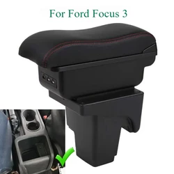 Car Armrest Box for Ford Focus 3 Mk3 2011 2012 2013 2014 2015 2016 2017 2018 2019 2020 - Leather Arm Rest Center Console Storage