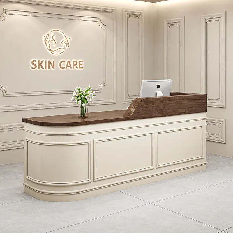 

Hotels Modern Reception Desks Wood Design Custom Beauty Salon Reception Desk Commercial Counter Empfangstresen Theke Furniture