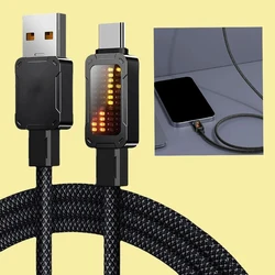 USB Type C To USB C Cable With Streamer Atmosphere Light Data Cable 3A/5A  Fast Charging Cables For Iphone 16 Huawei Xiaomi