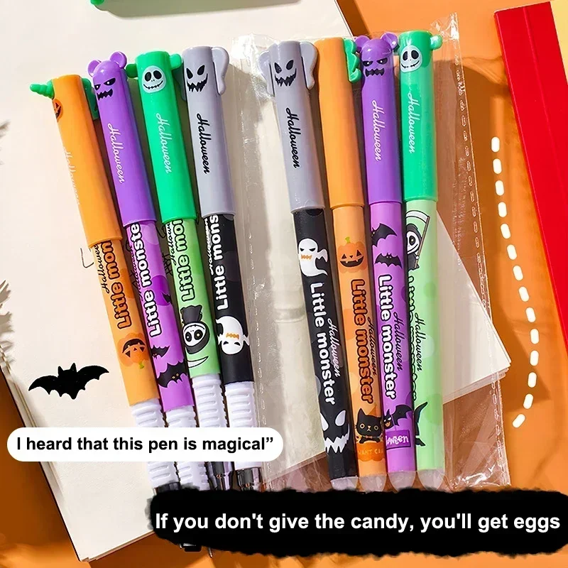 

4Pcs Cartoon Halloween Christmas Erasable Gel Pen Cute 0.5mm Blue/Black Ink Signature Pens School Supplies Student Gifts