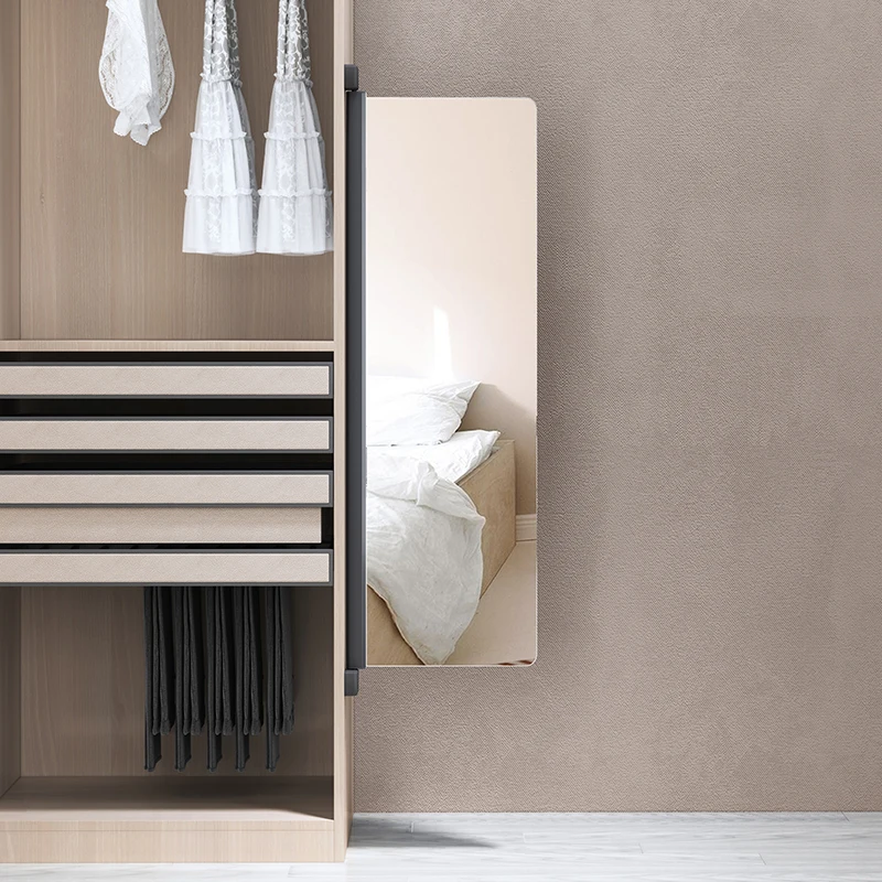 

Wardrobe mirror interior push-pull folding full-body mirror telescopic invisible built-in rotating cloakroom dressing mirror