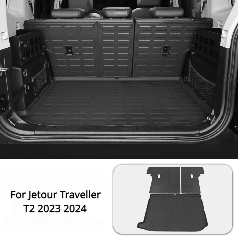 

For Jetour Traveller T2 2023 2024 Cargo Liner TPE Anti-Scratch Waterproof Car Trunk Mats All Weather Second Row Backrest Pad