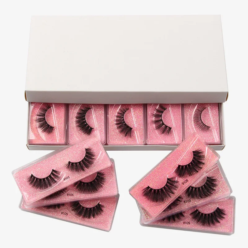 1 คู่ขนตาปลอม 3D Mink Lashes Fluffy Wispy Natural Cross Eyelash Extension ขนตาปลอมแต่งหน้าเครื่องมือ