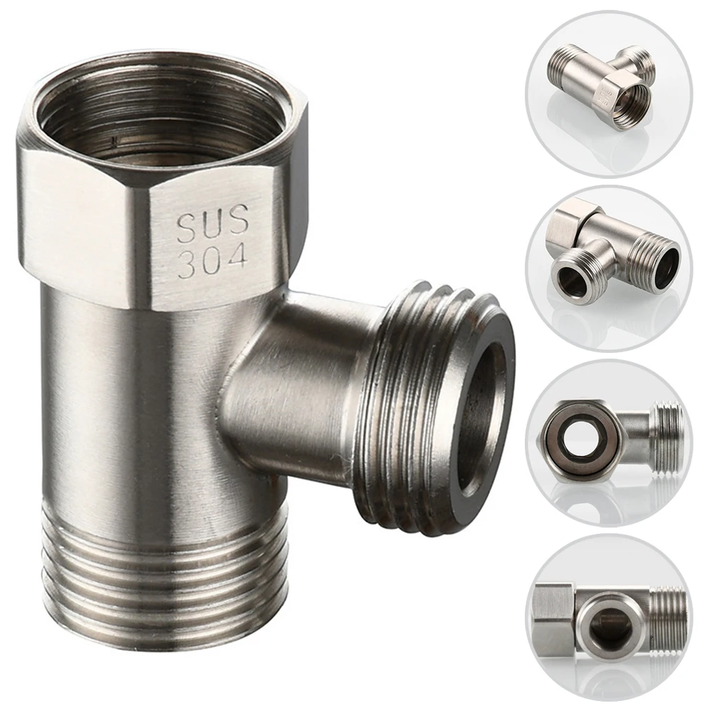 Toilet T Adapter T Valve Three Way Device For Bath Bidet Sprayer Shower Connecting  Angle Valve Hose 304 Stainless Steel