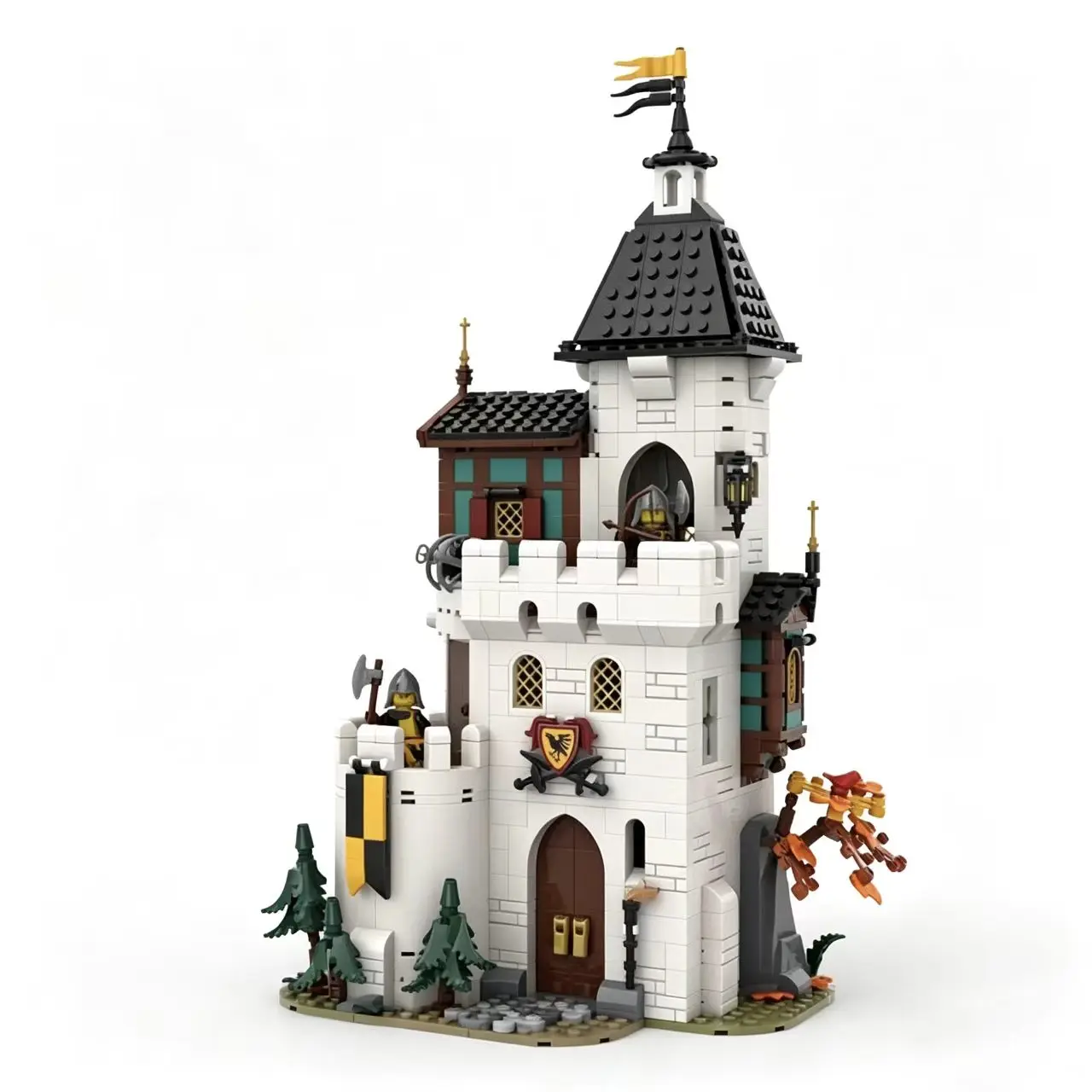 1213PCS MOC-189672 White Tower Castle Building Model Assembly Blocks Toys to Kids Adults Christmas Birthday Gifts