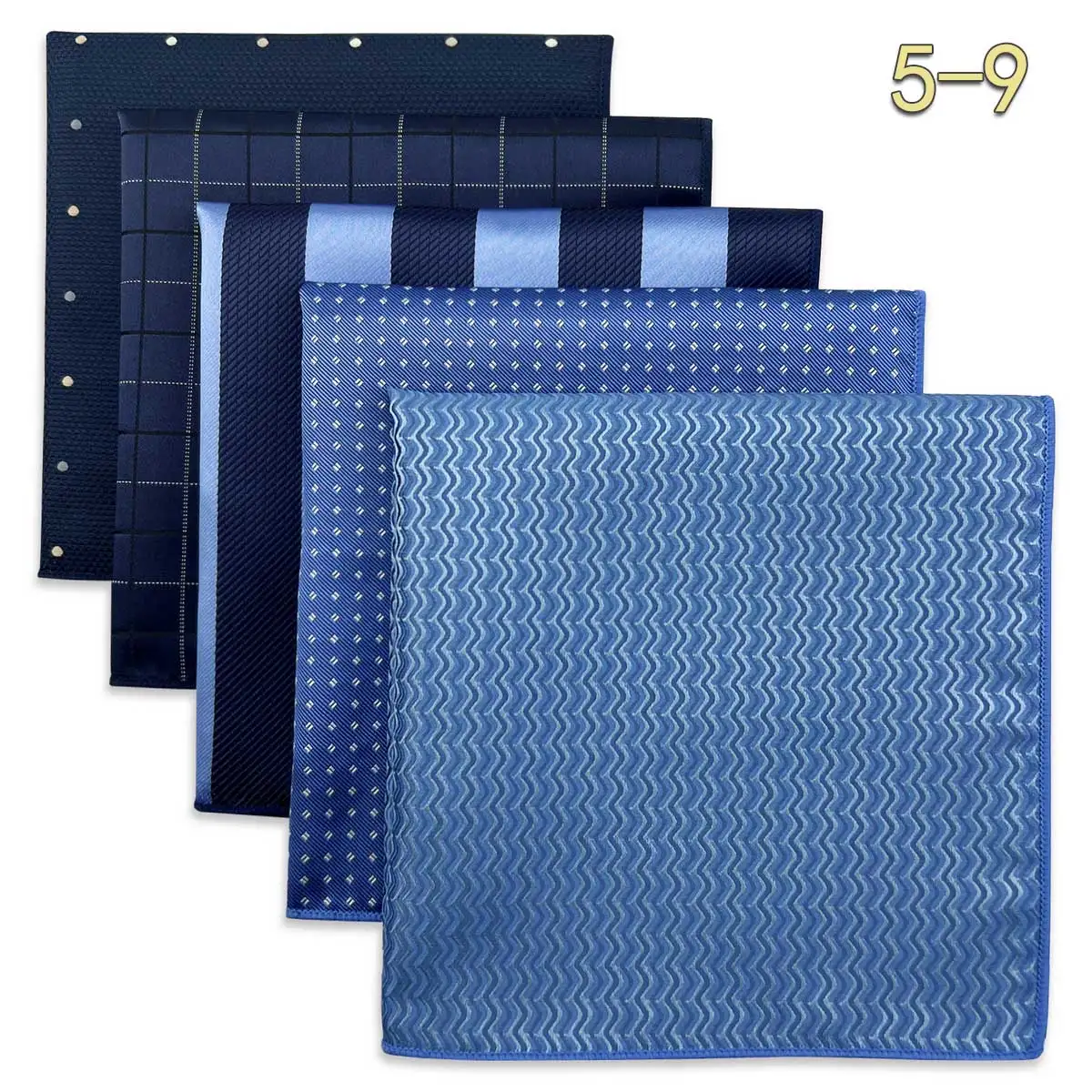 5 Pack Set Men's Pocket Square Handkerchief, Assorted Designs
