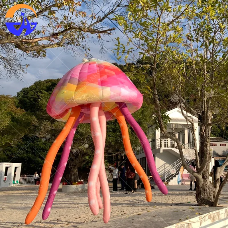 Customized Advertising Inflatable Jellyfish Model Ocean Biology Theme Outdoor Shopping Mall Bar Party Event Hanging Decoration