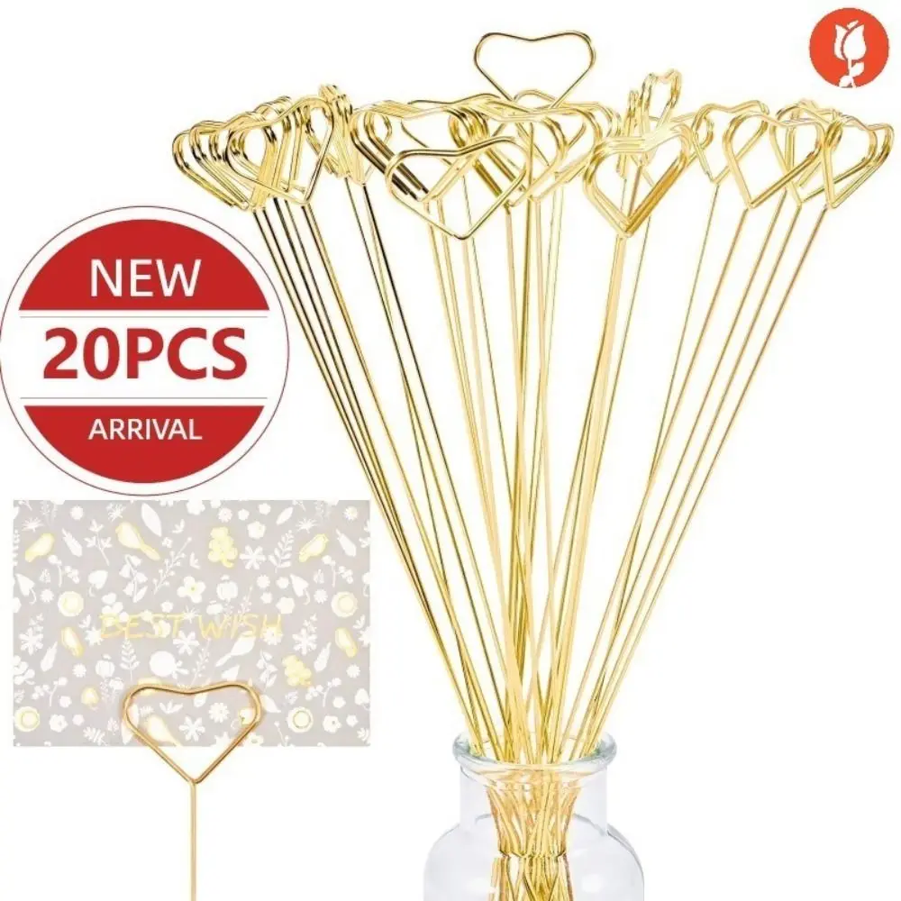 

20Pcs New Metal Cards Stand DIY Heart Shape Postcard Clip Cake Greeting Card Holder for Wedding Party