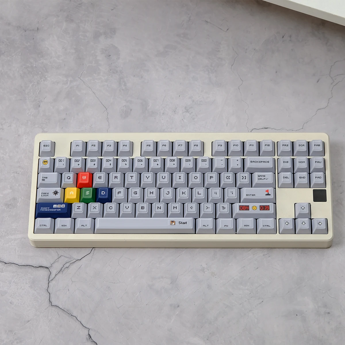 

Колпачки для клавиш Rerto Grey, 143 клавиши, PBT, пятисторонние, сублимационный вишневый профиль, серые ретро-колпачки для механической клавиатуры 64/87