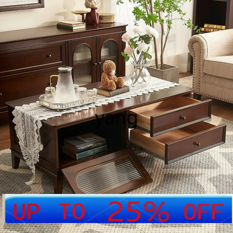 

LTT retro all-solid wood coffee table small apartment tea table modern simple cream style furniture