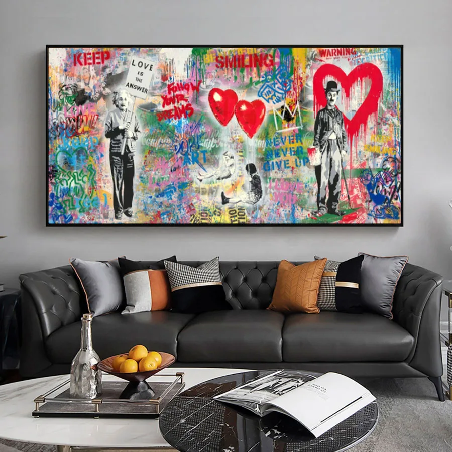 Graffiti Art Follow Your Dream Keep Smiling Diamond Painting Cross Stitch Kit Cuadros Posters Wall Painting Pop Art Home Decor