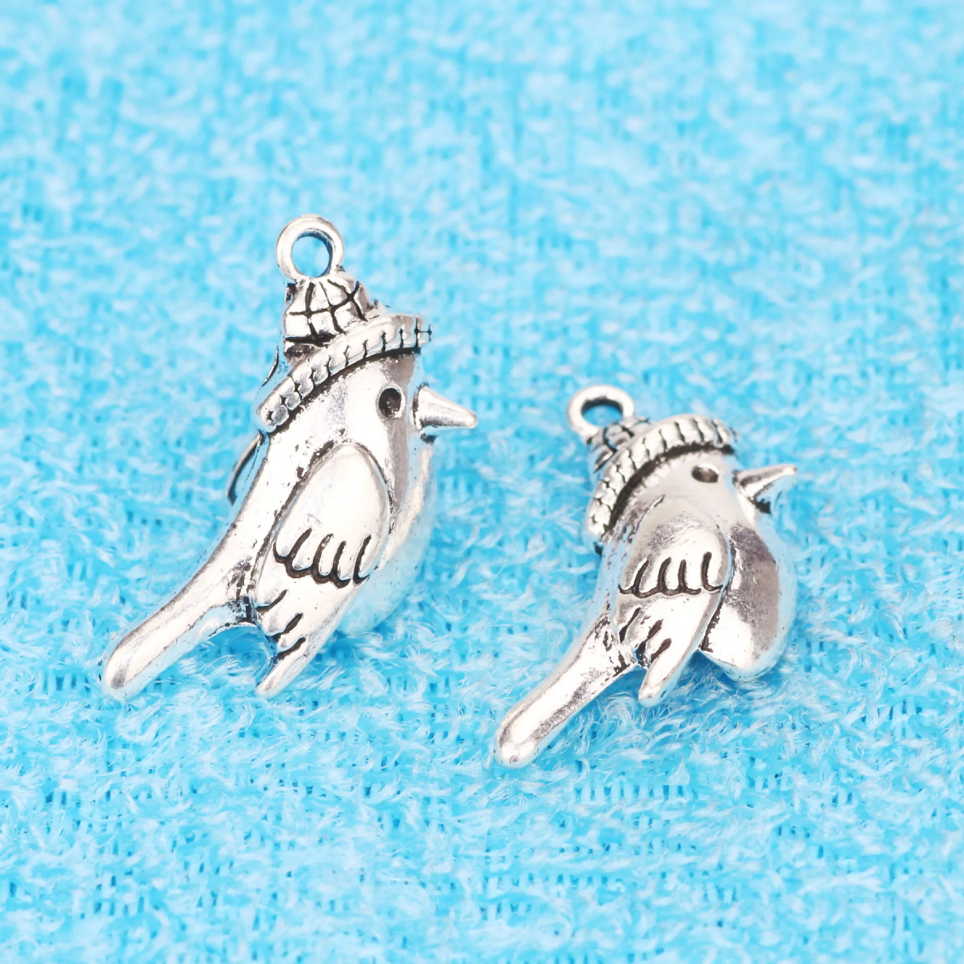 10Pcs Antique Silver Plated Cute Cuckoo Bird Charms 26x30mm - Vintage Style Bird Pendants for Jewelry Making, DIY Craft Supplies