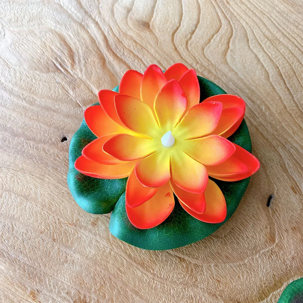 Funny Lotus Pool Lamp Electronic Floating Pool Light Battery Operated Lotus Floating Lantern Waterproof Decorative River Lantern