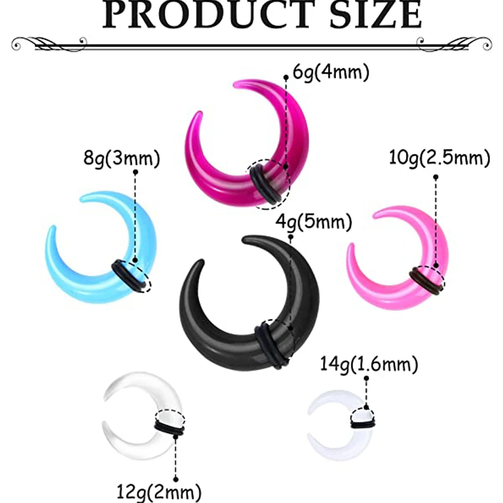 1 Pair Big Size Buffalo Horn Septum Ring Piercing Black Pink White Auqa Acrylic Ear Taper Stretcher Expander Punk Body Jewelry