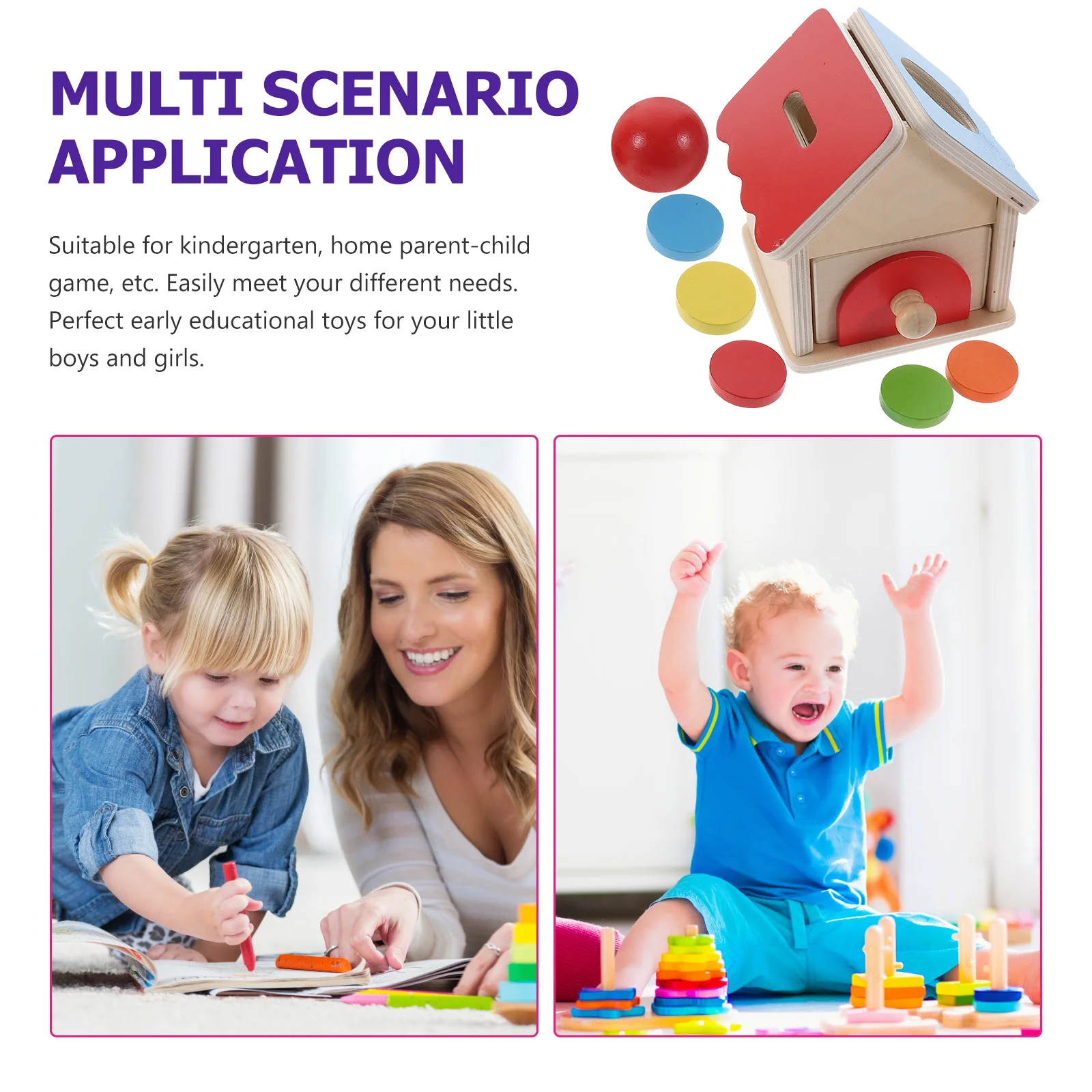 

1 Set Wooden Coin Box For Toddlers Montessori Ball Inserting Game, Fine Motor Skills Training, Sensory Play, Baby Grasping,