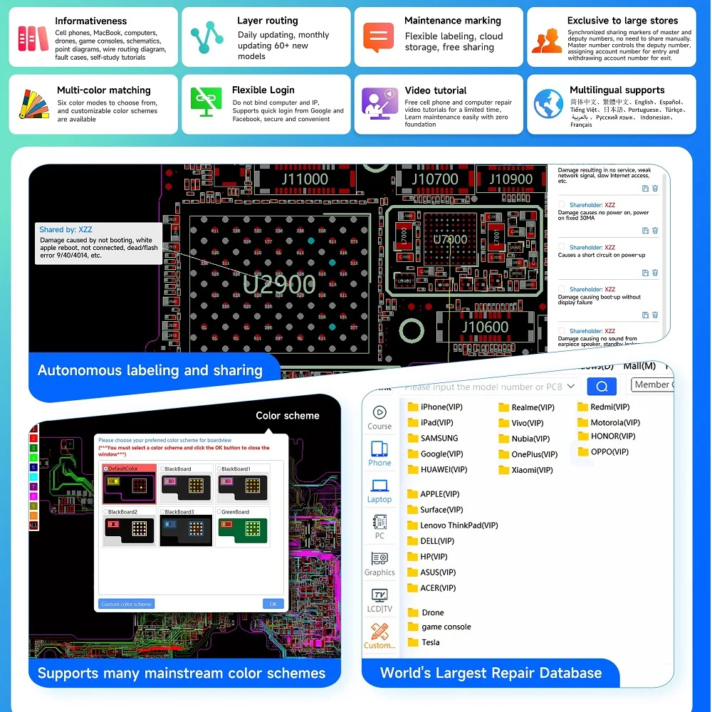 XZZ Schematic Diagram Bitmap Intelligent Drawing Card for iPhone ipad Android TV Circuit Integrated Diagram Bitmap AS JCID ZXW