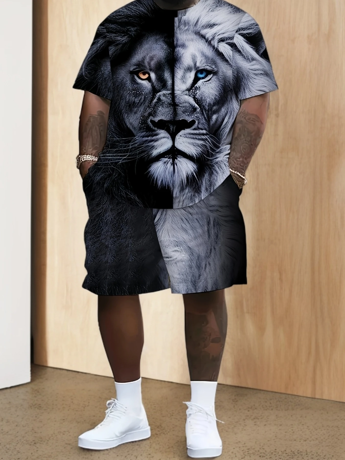 

Men's 3D Summer 2-piece Printed Short Sleeved T-shirt and Sports Shorts Set