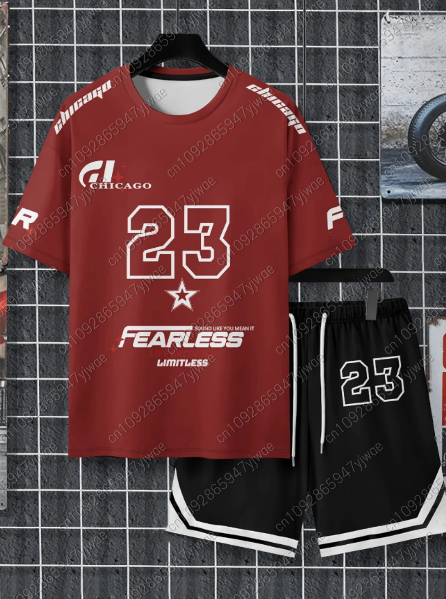 2025 Summer Men 3D digital NO.23 Print Set Short Sleeve T-Shirt Shorts Set Adult Sport Jogging Plus Size Tracksuit 2 Piece Set