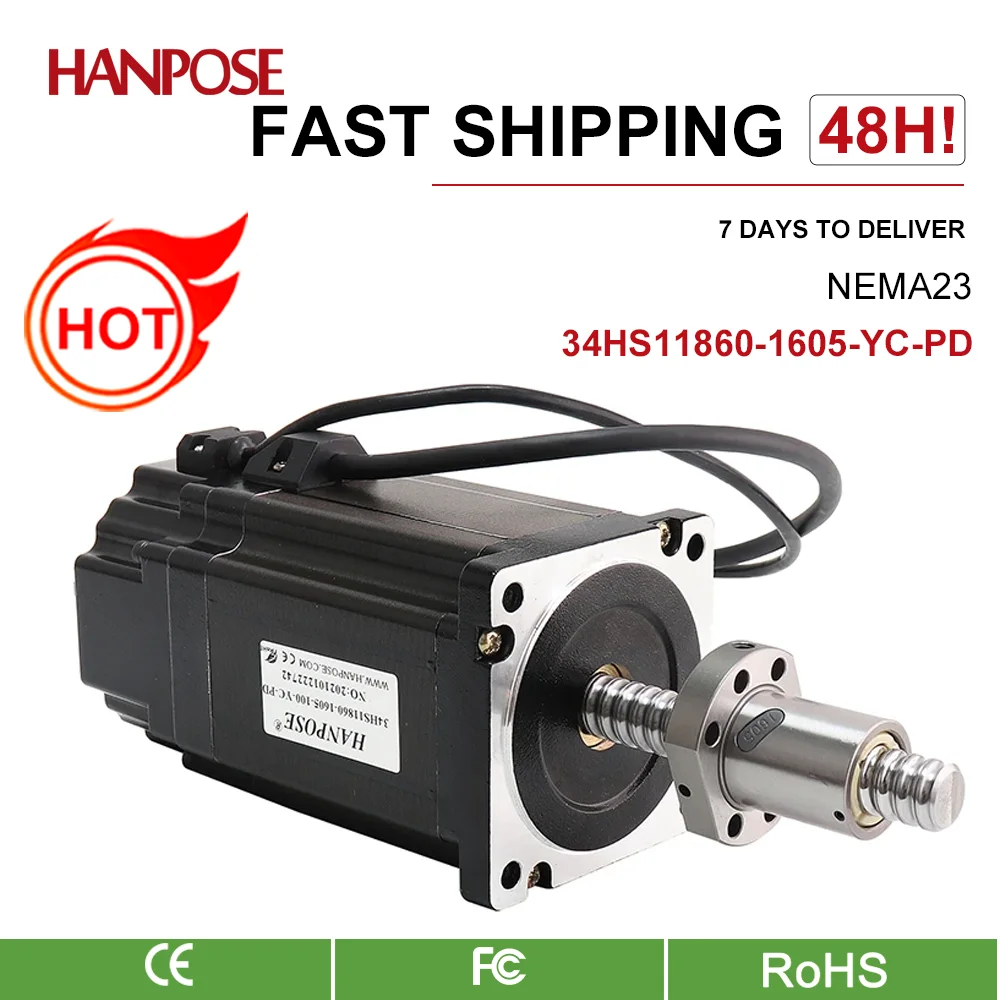 1 peça motor nema34 34hs11860-sfu1605 motor de parafuso esférico de freio de ímã permanente 8n.m 6a 100-300mm 86 motor de passo para fresagem cnc