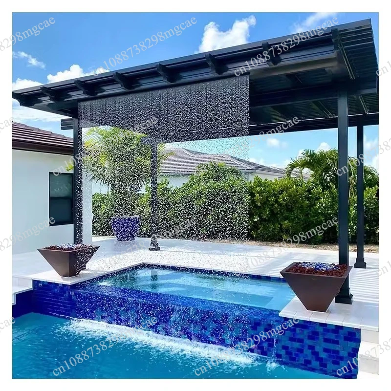 304 stainless steel water curtain waterfall rain curtain outdoor landscape fountain water curtain wall water screen with Light