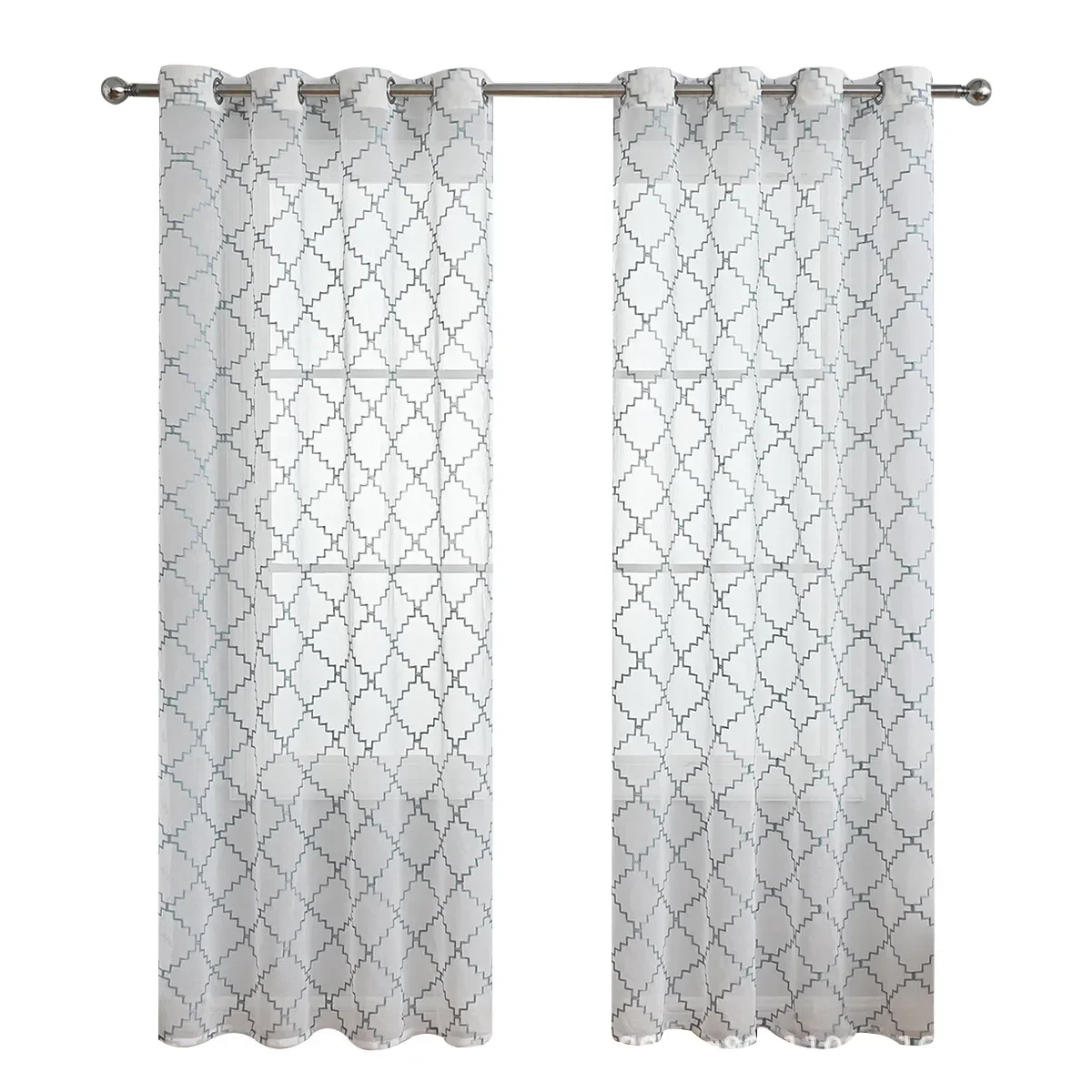 N3203Wave rhombus window screen semi-blackout finished curtains for bedroom and living room