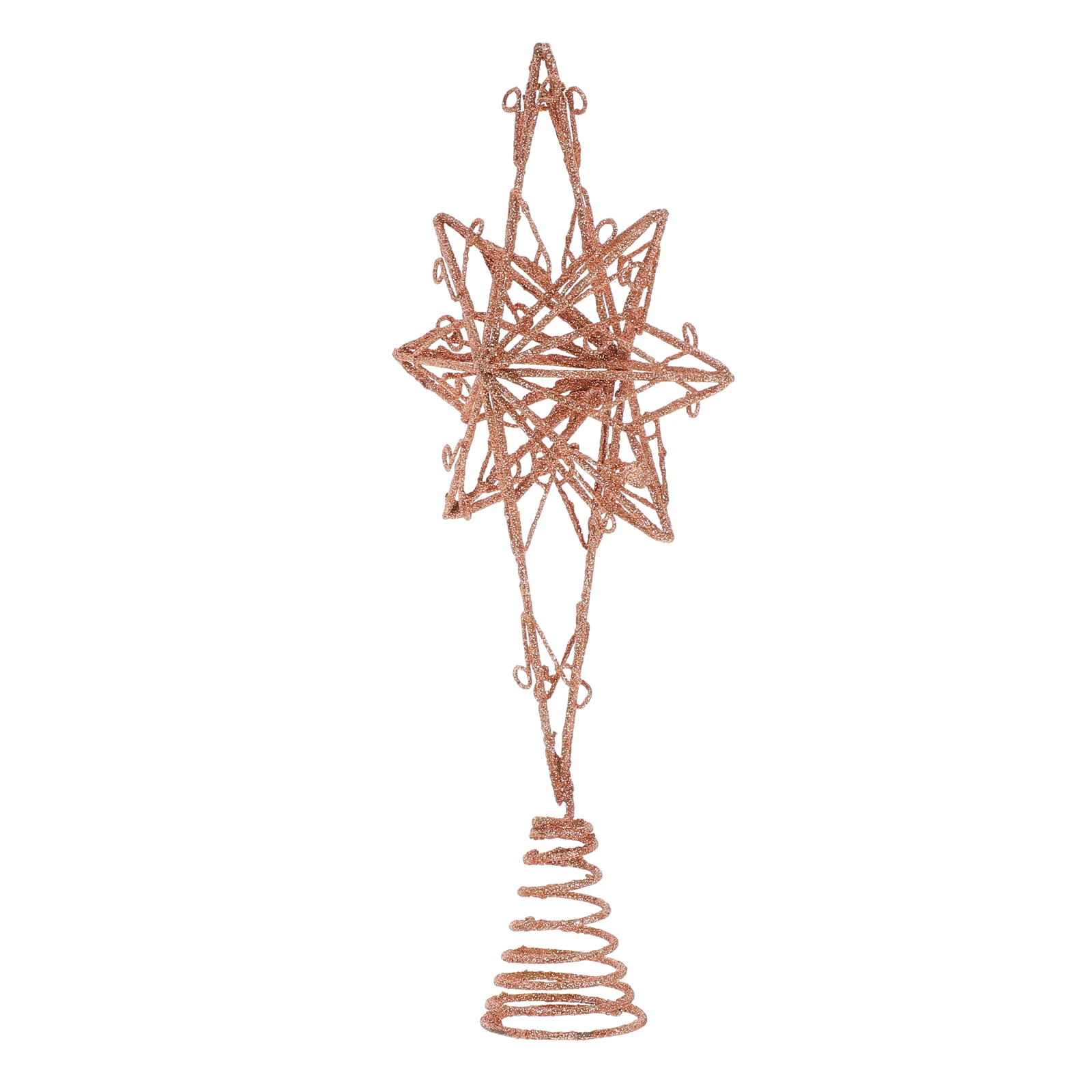 

Star Tree Topper Christmas Tree Rose Gold Holiday Festival Treetop Decor Home Party 16x30cm No Light