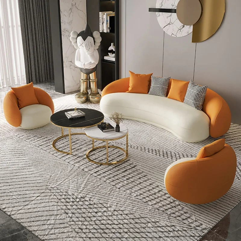 

//Hot Sales Modern Moon Shape Velvet Sofa Set Couch Living Room Creative Fabric Or Leather Sofas For Villa Home Hotel Furniture