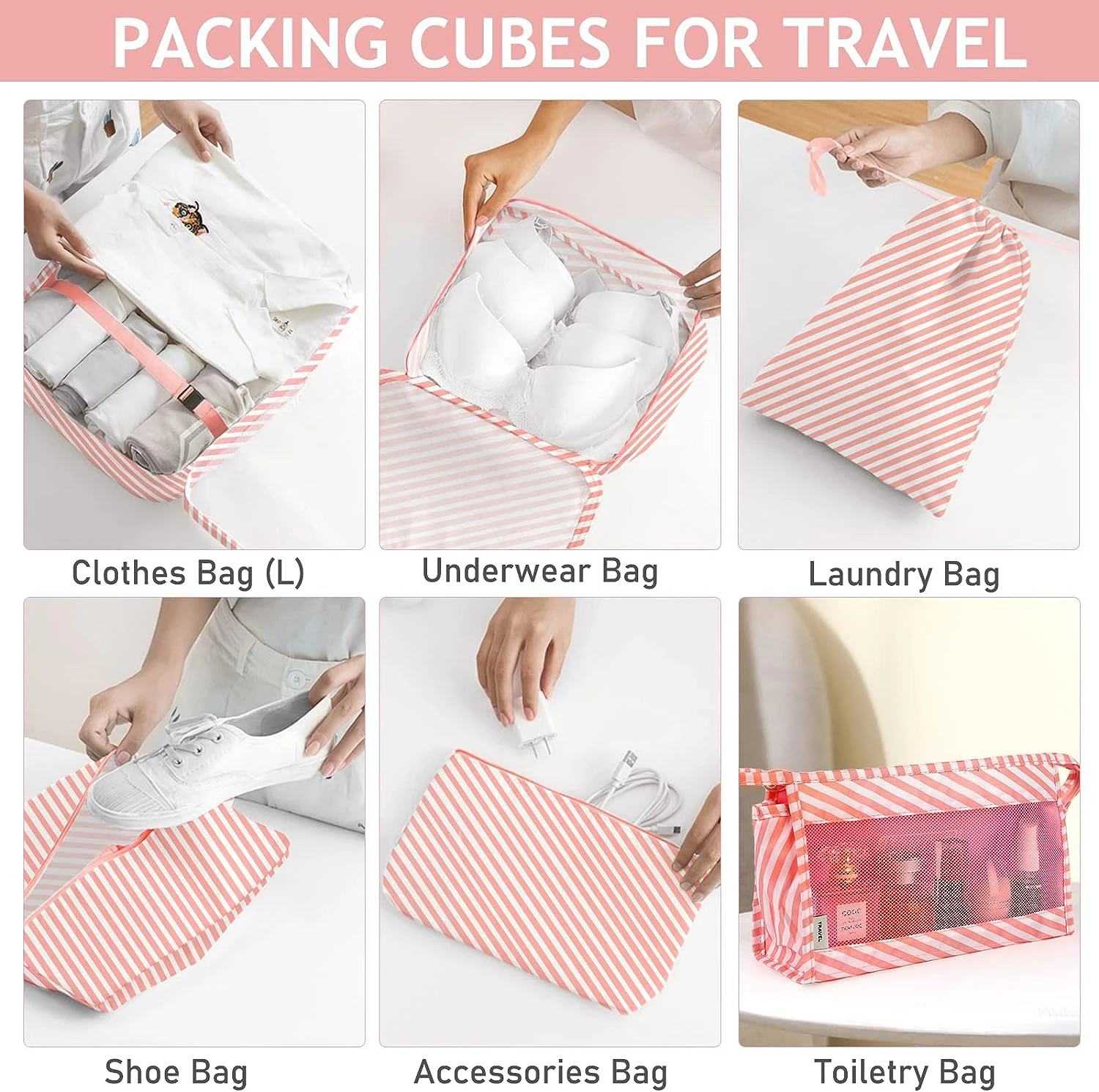 8Pcs/set Travel Clothes Classification Storage Bag For Packing Cube Shoe Underwear Toiletries Organizer Pouch Travel Accessories