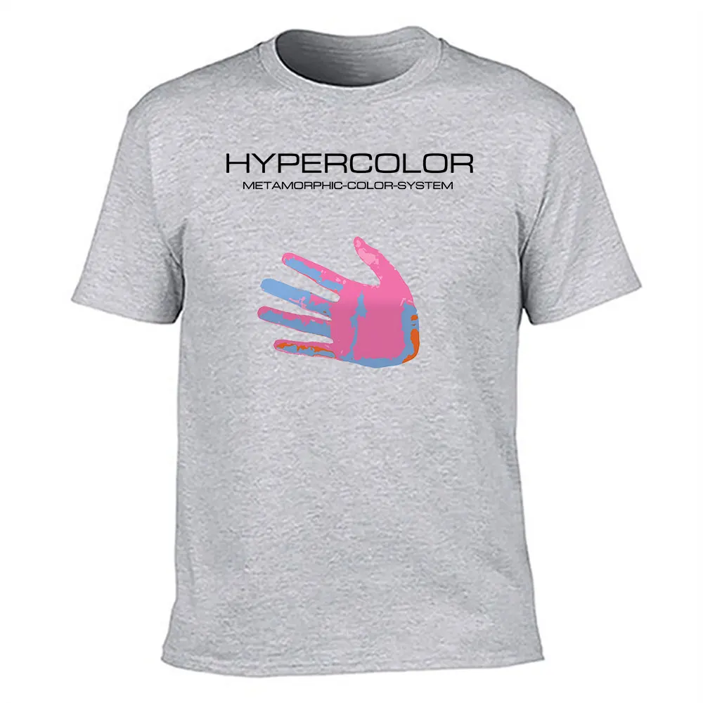 Men's Pure Cotton Hypercolor Metamorphic Color System T-Shirt, Heat-Sensitive Color-Changing Handprint Graphic Tees, Casual Brea view 3