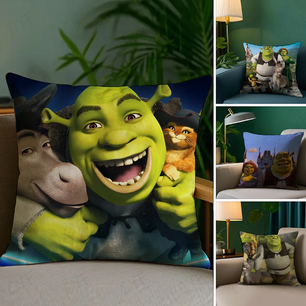 S-Shrek the M-Musical P-Party pillow case Pillow Case Pillowcase Anti-dustmite Pillow Invisible zipper silky short plush Sofa cu